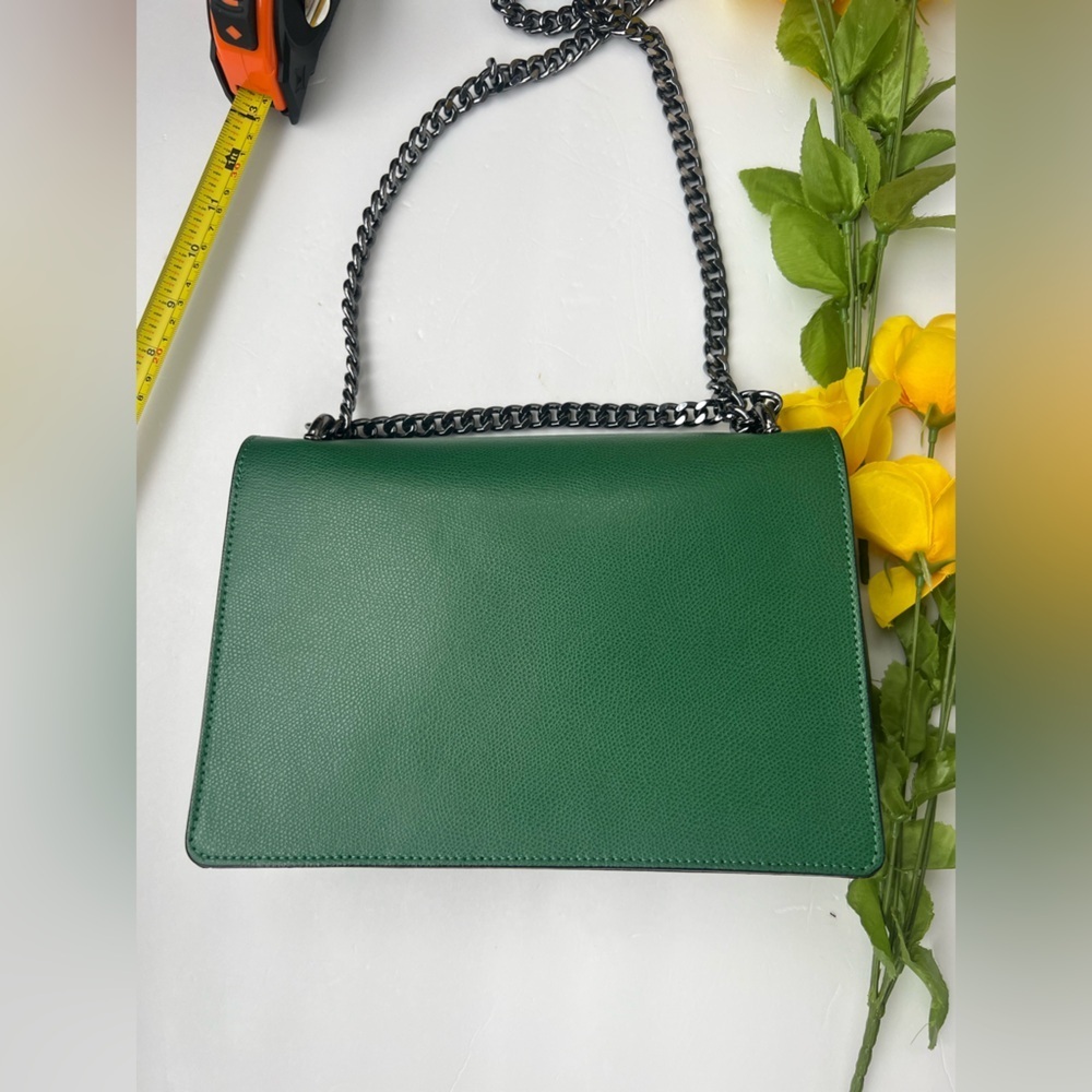 Emerald Green Structured Shoulder Bag with Chain Strap - Picture 10 of 11